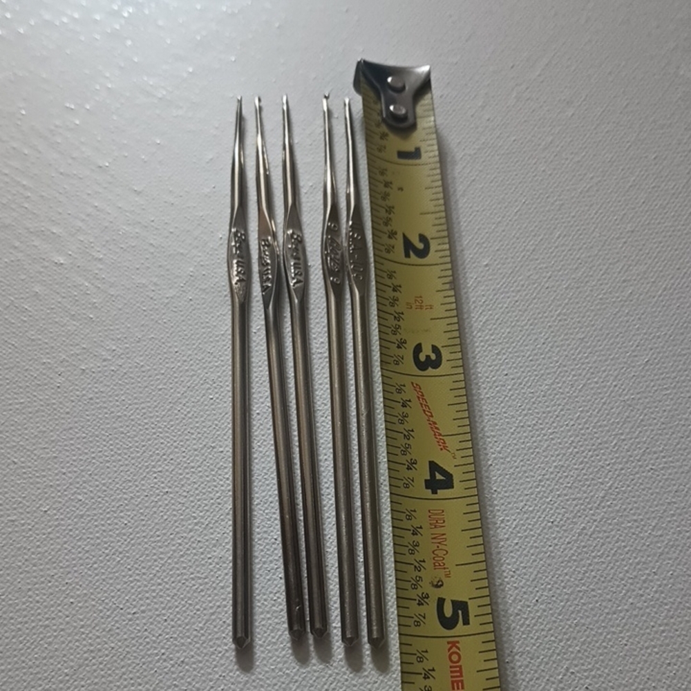 Set of Five Metal Double-Pointed Needles - Silver